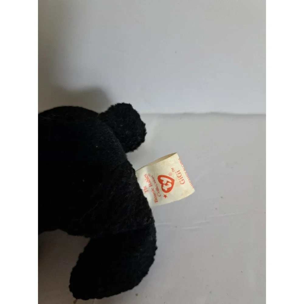 Vintage TY 1997 GiGi the Black Poodle Dog Beanie Baby With Tags 6 in long‎
